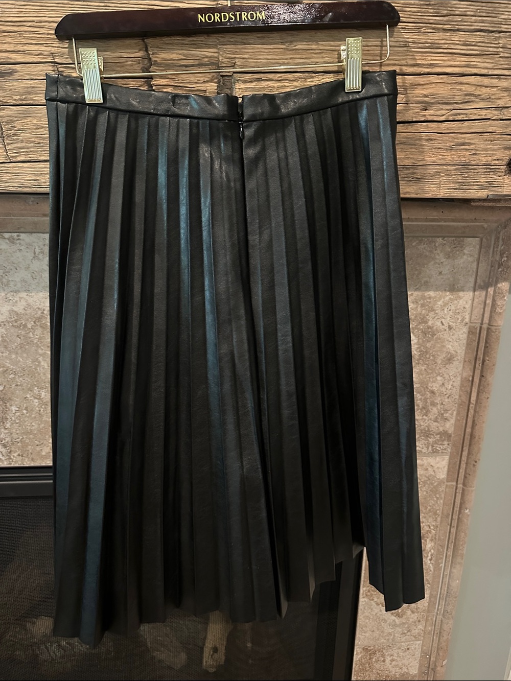J. Crew Black Pleated Faux Leather Midi Skirt NWT - Picture 2 of 3
